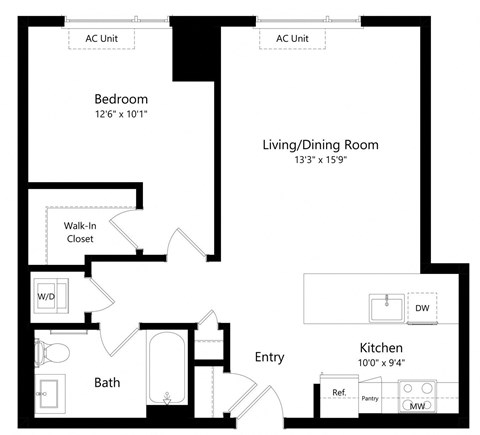 One Bedroom Floor Plan at One East Harlem Luxury Apartments in East Harlem NY